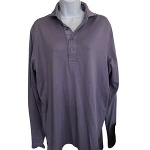 Greyson Long Sleeve Polo Cotton Blend Pique Polo Lavender Shirt Size Medium